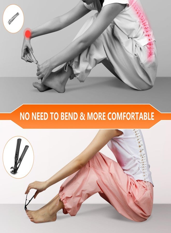 درمود مقص أظافر القدم للأظافر السميكة لكبار السن، مقص أظافر مريح برأس مائل للرجال مع ماسك، مقص أظافر قدم كبير شديد التحمل بفتحة فك واسعة للأظافر الغائرة السميكة - Image 2